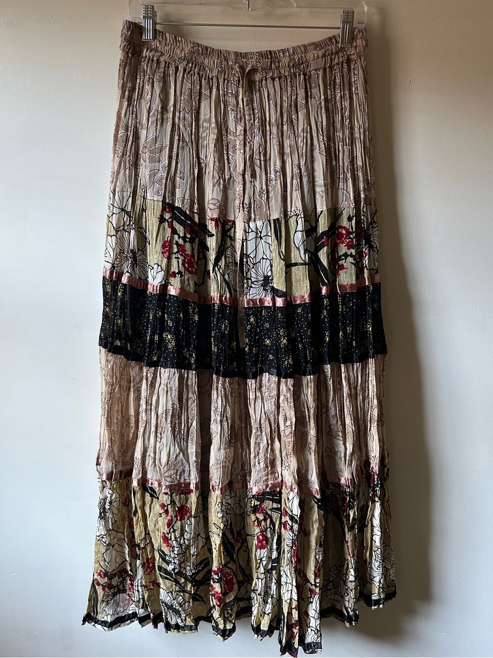 NWT Bohemian Patchwork Rayon India Tiered Maxi Skirt Anu by Natural